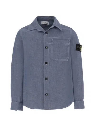 Stone Island Chest-pocket Badge-detail Shirt In Blue