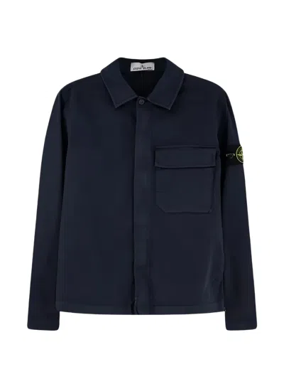 Stone Island Chest-pocket Shirt Jacket In Blue