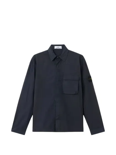 Stone Island Long-sleeved Casual Jacket In Blue