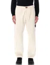 Stone Island Natural Cotton Gabardine Raw Beauty Chino Trousers In Neutral