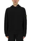 Stone Island 6100033 Organic Cotton Diagonal Fleece 'old' Effect In Black