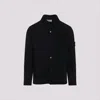 Stone Island Textured Knit Sweater With Button-up Front In Black