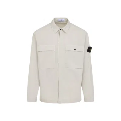Stone Island Men's Cotton Shirt In White