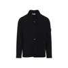 Stone Island Textured Knit Sweater With Button-up Front In Black
