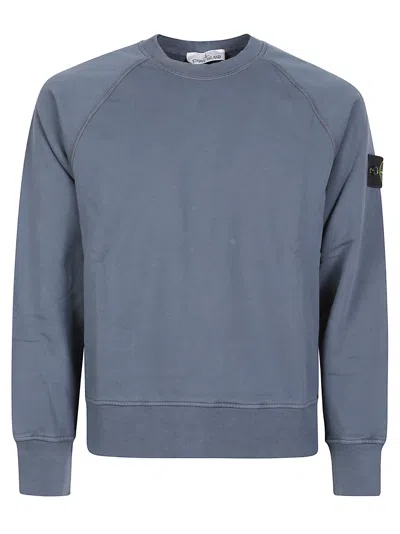 Stone Island Classic Cotton Crewneck Sweatshirt In Blue