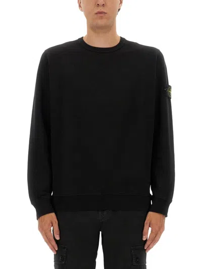 STONE ISLAND CLASSIC CREW NECK BLACK SWEATSHIRT