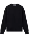 Stone Island Lightweight Wool Crew Neck Sweater With Raglan Sleeves Clothing In Blue