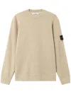 Stone Island Crew Neck Long Sleeve Sweatshirt With Ribbed Cuffs And Hem In Neutral