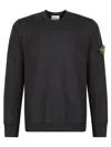Stone Island Classic Crew Neck Sweater With Logo Patch Accents In Black