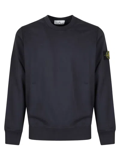 Stone Island Classic Crew Neck Sweater With Logo Patch Detail In Black