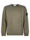 Stone Island Organic Cotton Sweatshirt With Removable Logo Patch In Green