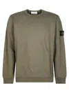 Stone Island Organic Cotton Sweatshirt With Removable Logo Patch In Green