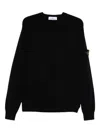 Stone Island Classic Crew Neck Wool Blend Sweater In Black