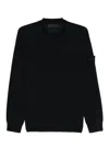 Stone Island Blue Virgin Wool Crewneck Sweater In Black