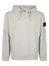 Stone Island Relaxed Fit Cotton Hoodie With Distinctive Compass Patch In Gray