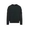 Stone Island Logo Cotton Crewneck Sweatshirt In Black