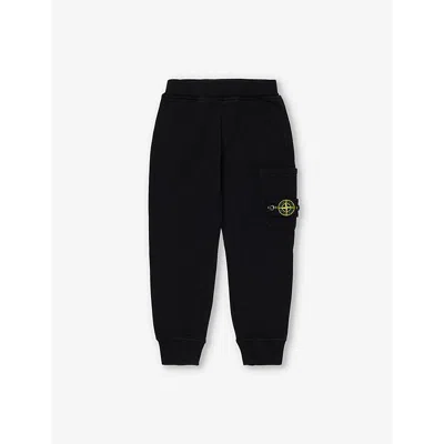 Stone Island Kids' Black Classic Logo-patch Cotton-jersey Jogging Bottoms 2-8