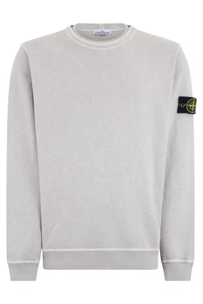 Stone Island Classic Logo Pullover Sweatshirt For Men In Gray