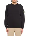 Stone Island Classic Round-neck Sweatshirt With Ribbed Cuffs In Black