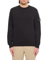 Stone Island Classic Round-neck Sweatshirt With Ribbed Cuffs In Black