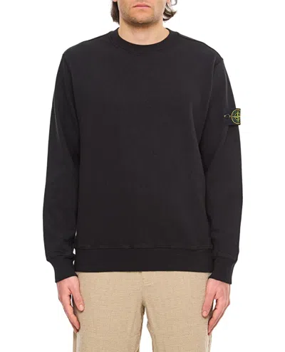 Stone Island Classic Round-neck Sweatshirt With Ribbed Cuffs In Black