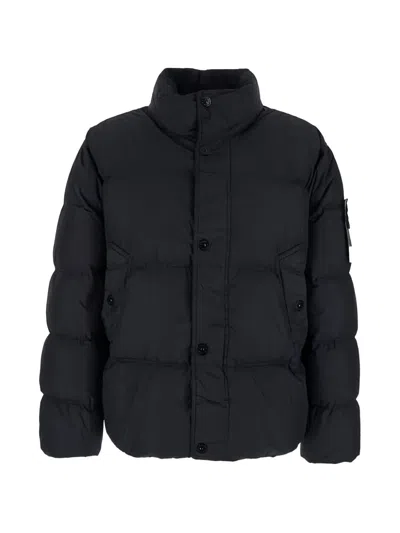 Stone Island Garment Dyed Crinkle Reps Ny Down Jacket With Duck Down Padding In Black