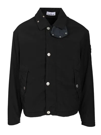 STONE ISLAND COACH JACKET WITH HOOD JACKETS BLUE