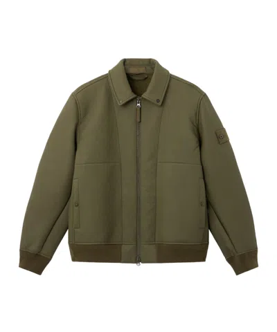 Stone Island Coach Jacket With Sprayed Rubberised Finish In Green