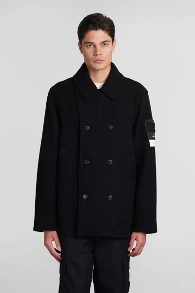 Stone Island Coat In Black