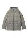 Stone Island Logo Patch Zip-up Hooded Jacket In Brown