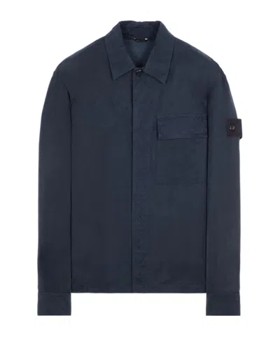 Stone Island Coat Style Long-sleeved Shirt In Blue