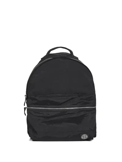 Stone Island Coated "nylon Metal In Econyl® Regenerated Nylon" Accessories Backpack In Black