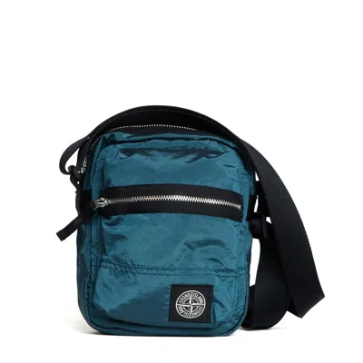 Stone Island Coated Nylon Metal Shoulder Bag In Econyl In Black