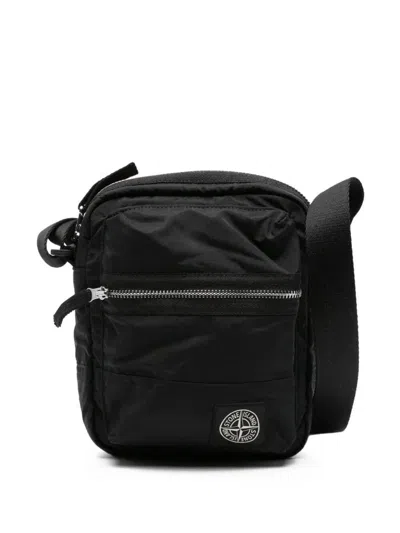 Stone Island Coated Nylon Pouch Bags In Black
