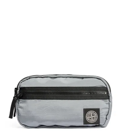 Stone Island Coated-nylon Logo Belt Bag In Grey