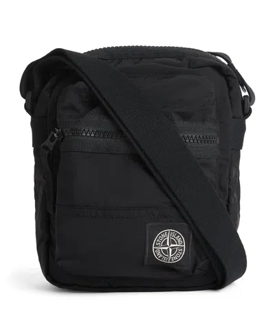 Stone Island Coated-nylon Logo Cross-body Bag In Black