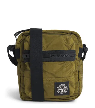 Stone Island Coated-nylon Logo Cross-body Bag In Green