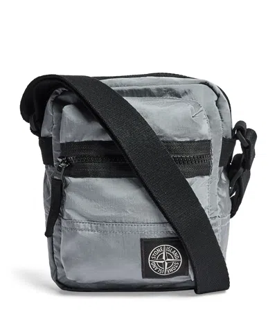 Stone Island Coated-nylon Logo Cross-body Bag In Grey