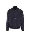 Stone Island Black Bomber Jacket With Front Zip Closure And Logo Patch On The Sleeve In Tech Fabric Man
