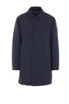 Stone Island Compass-badge Single-breasted Coat In Blue