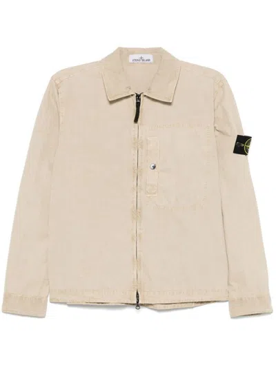 Stone Island Men's Detachable Badge Jacket In Beige