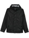 Stone Island Compass Patch Hooded Jacket In Black