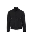 Stone Island Black Bomber Jacket With Front Zip Closure And Logo Patch On The Sleeve In Tech Fabric Man In Black
