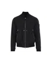 Stone Island Black Bomber Jacket With Front Zip Closure And Logo Patch On The Sleeve In Tech Fabric Man In Black