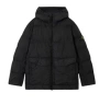 Stone Island Crinkle Reps Ny Hooded Down Jacket In Recycled Nylon In Black