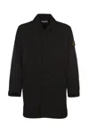 Stone Island Compass-badge Single-breasted Coat In Black