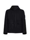 Stone Island Compass Patch Hooded Jacket In Black