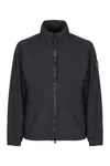 Stone Island Coat Technical Fabric Drawstring Adjustable In Blue