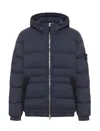 Stone Island Drop-proof Down Jacket With Hood In Blue