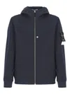 Stone Island Navy Blue Stretch Polyester Jacket In Blue